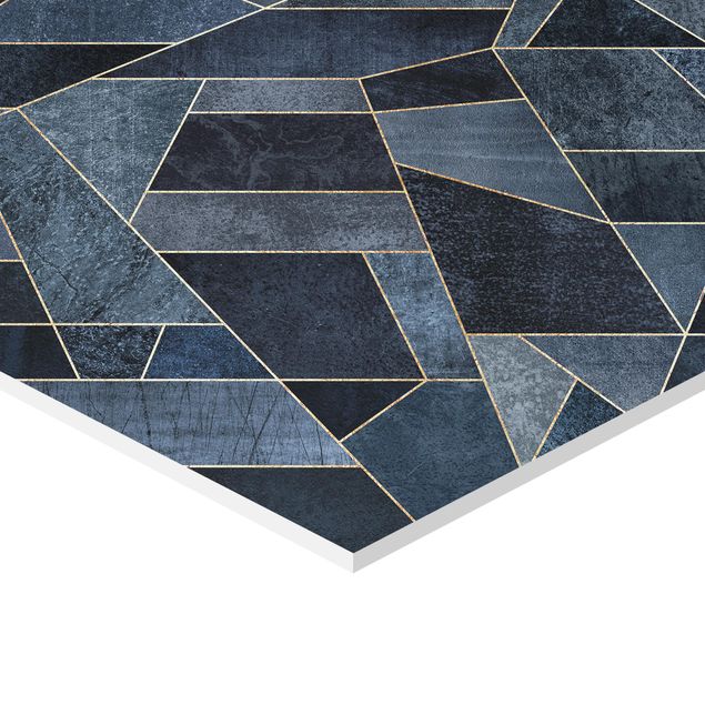 Hexagonala tavlor Blue Geometry Watercolour