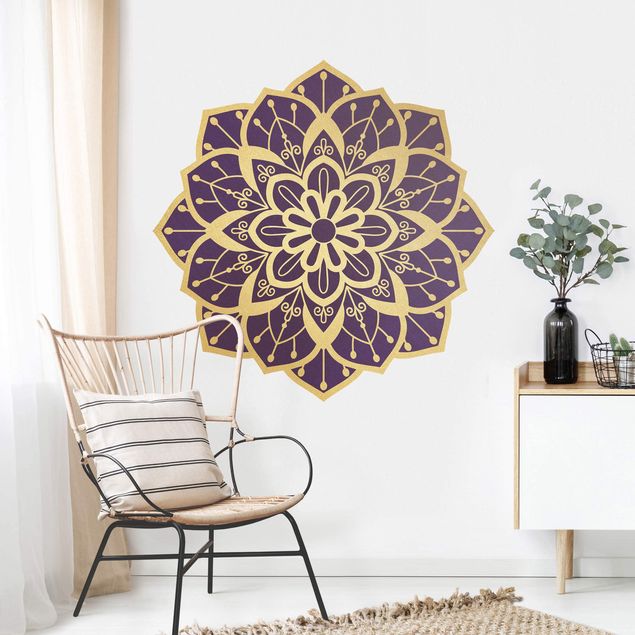 Kök dekoration Mandala Flower Pattern Gold Violet