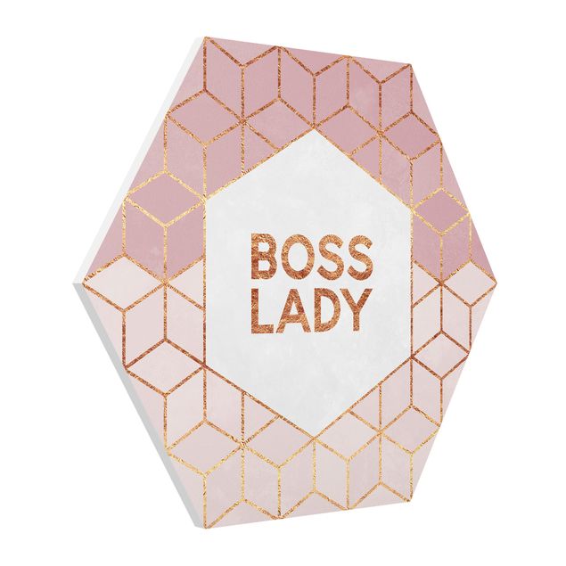 Tavlor ordspråk Boss Lady Hexagons Pink