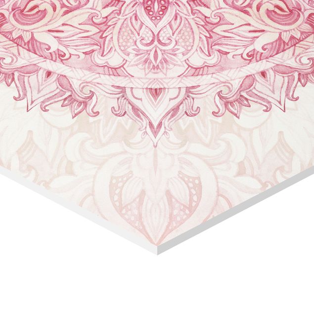 Hexagonala tavlor Mandala Watercolour Ornament Set Beige Pink