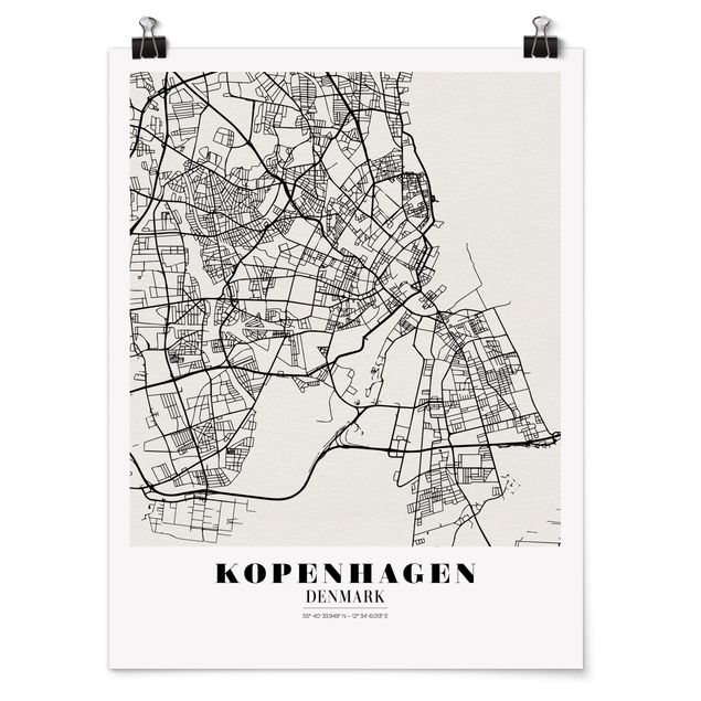 Posters ordspråk Copenhagen City Map - Classic