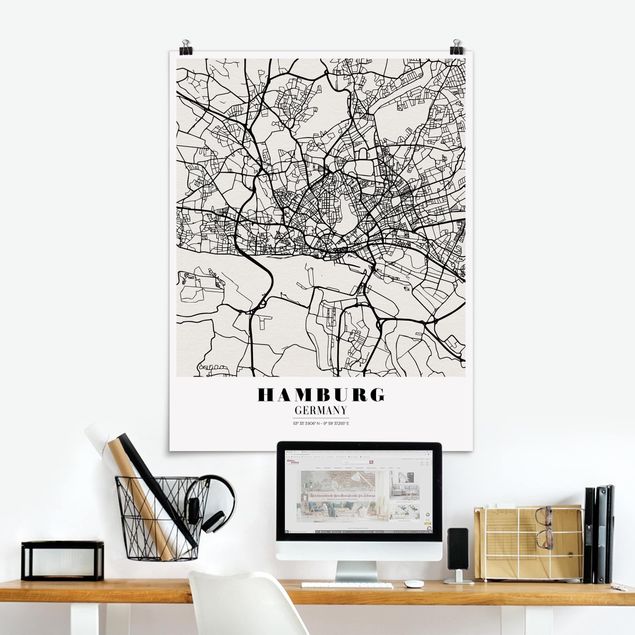 Kök dekoration Hamburg City Map - Classic