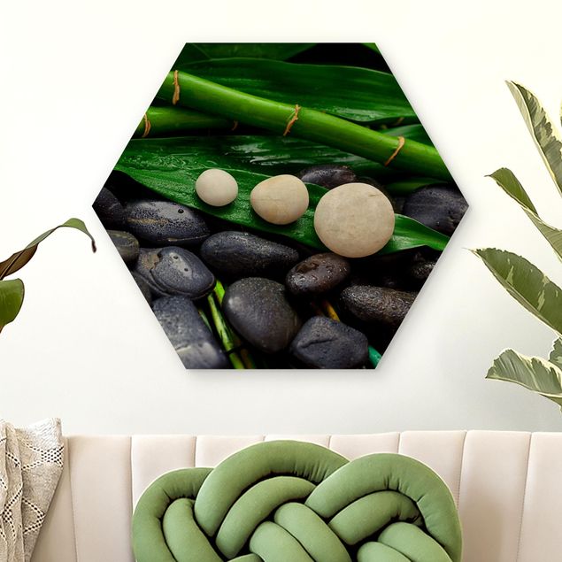 Kök dekoration Green Bamboo With Zen Stones