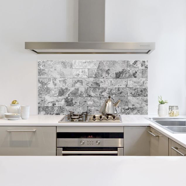 Stänkskydd kök glas mönster Stone Wall Natural Marble Grey