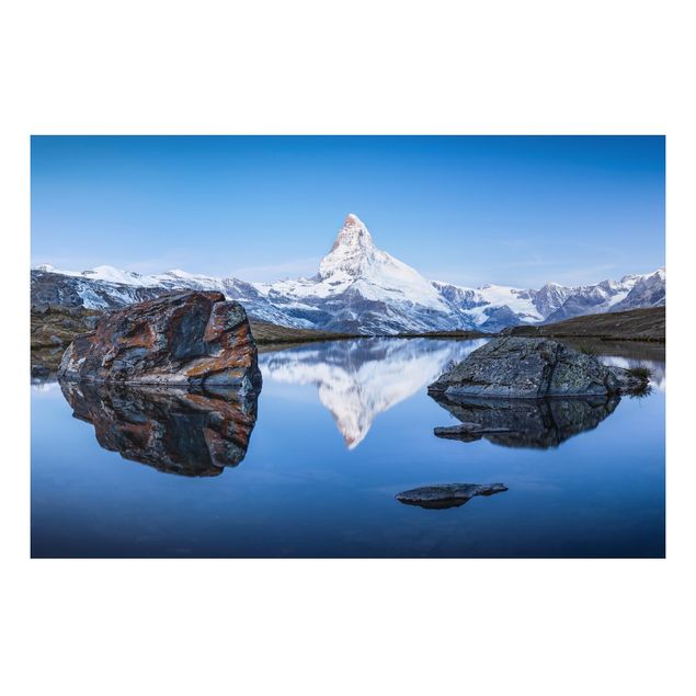Tavlor Schweiz Stellisee Lake In Front Of The Matterhorn