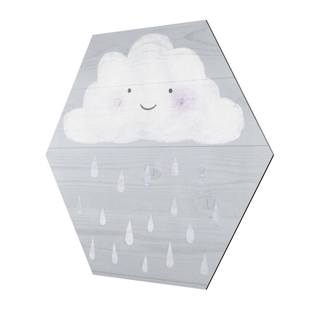Hexagonala tavlor Cloud With Silver Raindrops