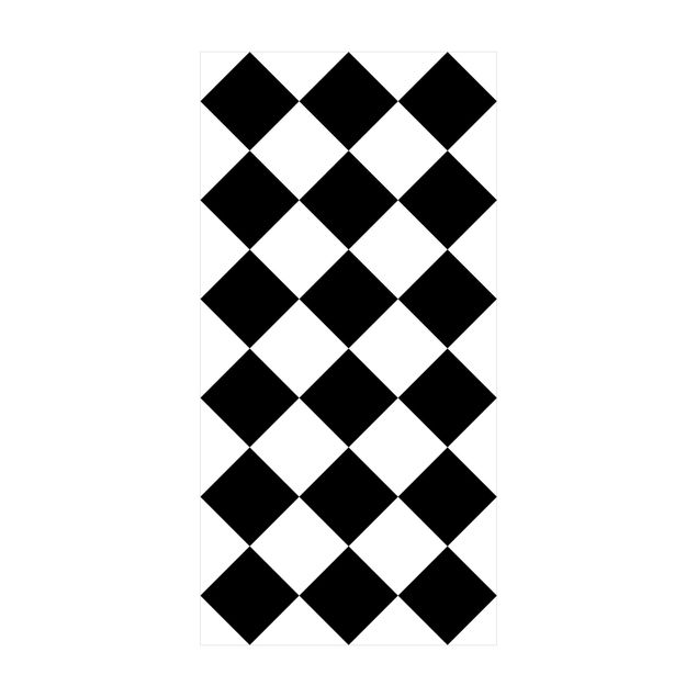 svart vit rutig matta Geometrical Pattern Rotated Chessboard Black And White