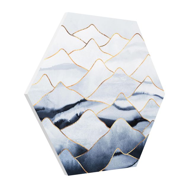 Tavlor konstutskrifter Watercolour Mountains White Gold