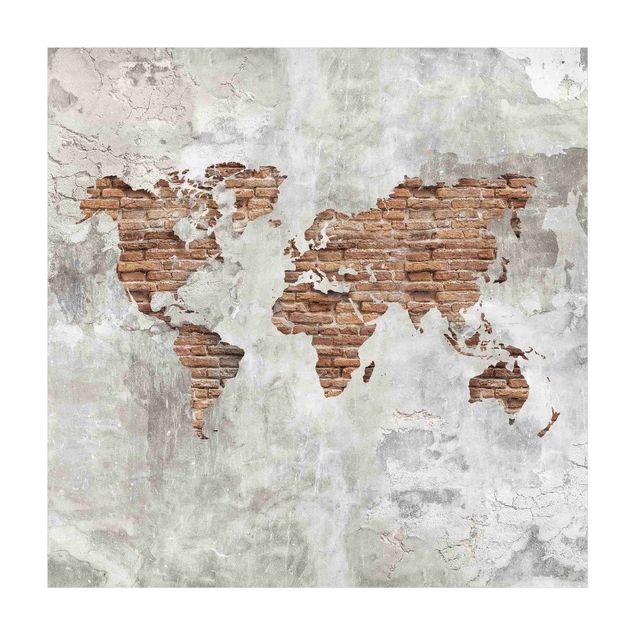 Mattor med stenlook Shabby Concrete Brick World Map