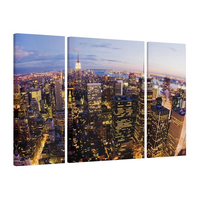 Canvastavlor solnedgångar New York Skyline At Night