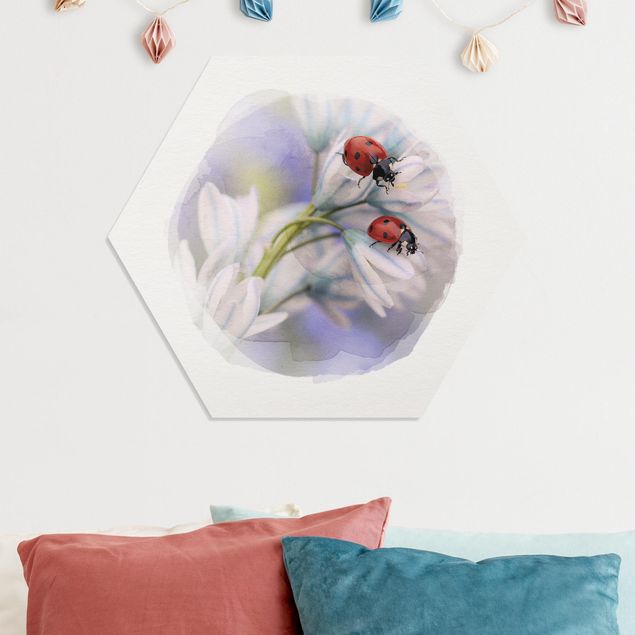 Tavlor blommor Water Colours - Ladybug Couple