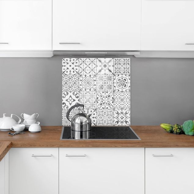 Stänkskydd kök glas mönster Pattern Tiles Gray White