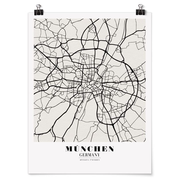Posters världskartor Munich City Map - Classic