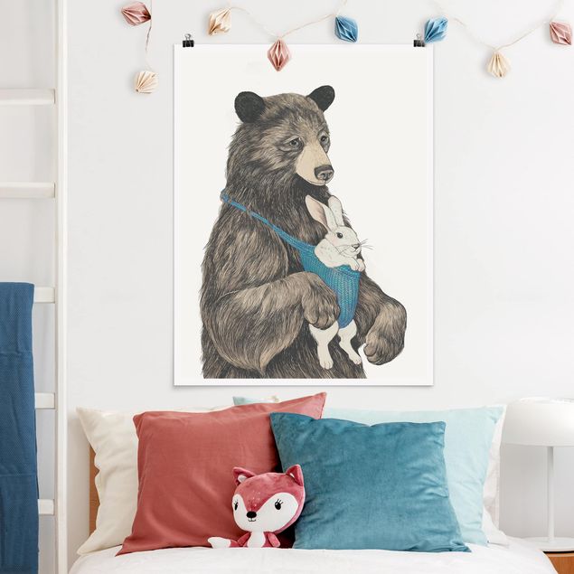 Tavlor björnar Illustration Bear And Bunny Baby
