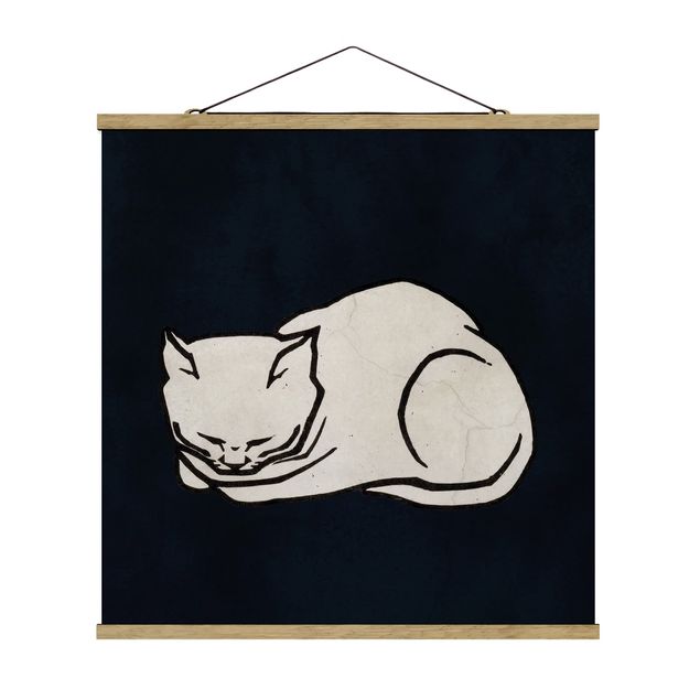 Tavlor modernt Sleeping Cat Illustration