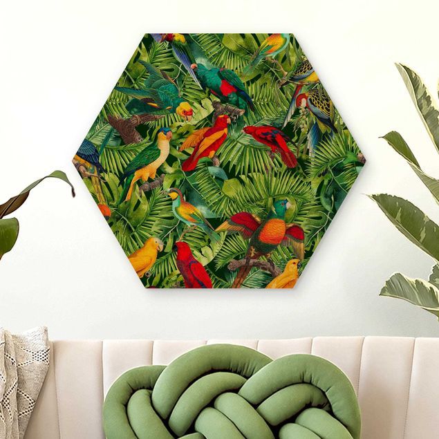 Kök dekoration Colorful Collage - Parrot In The Jungle