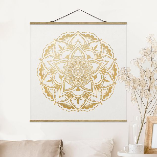 Kök dekoration Mandala Flower Gold White