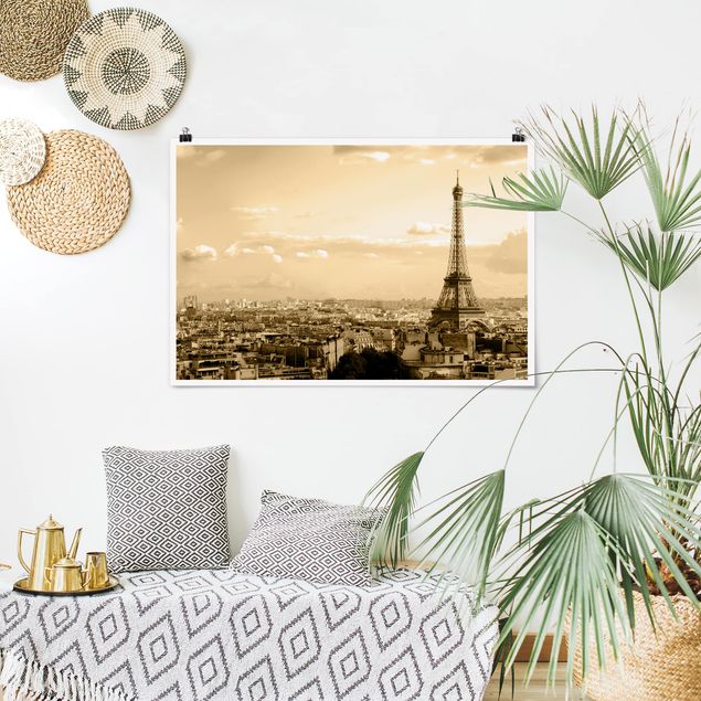Posters arkitektur och skyline I love Paris