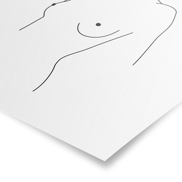 Posters konstutskrifter Line Art Nude Bust Woman Black And White