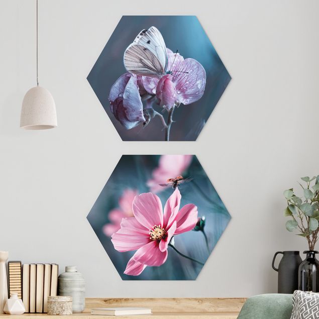 Kök dekoration Butterfly And Ladybug On Flowers
