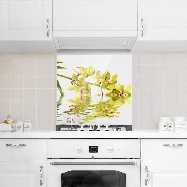 Stänkskydd kök glas blommor  Elegant Orchid Waters