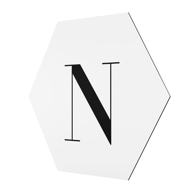 Hexagonala tavlor Letter Serif White N