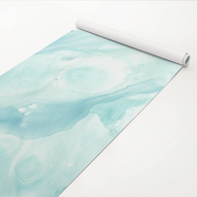 Möbelfolier sidobord Emulsion In White And Turquoise I