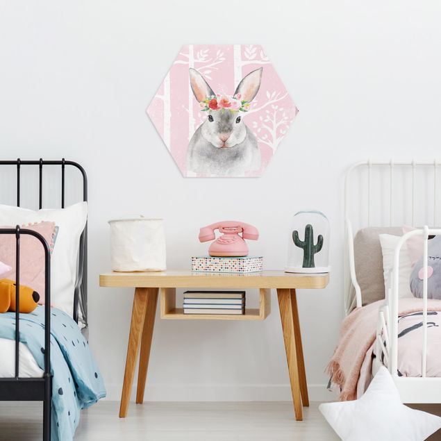 Tavlor modernt Watercolor Bunny Pink