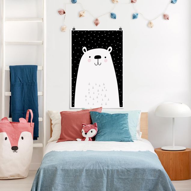Posters svart och vitt Zoo With Patterns - Polar Bear