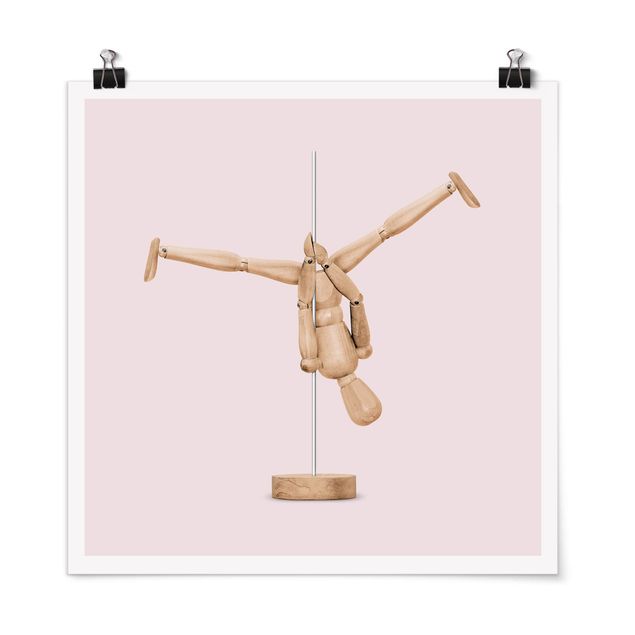 Posters abstrakt Pole Dance With Wooden Figure