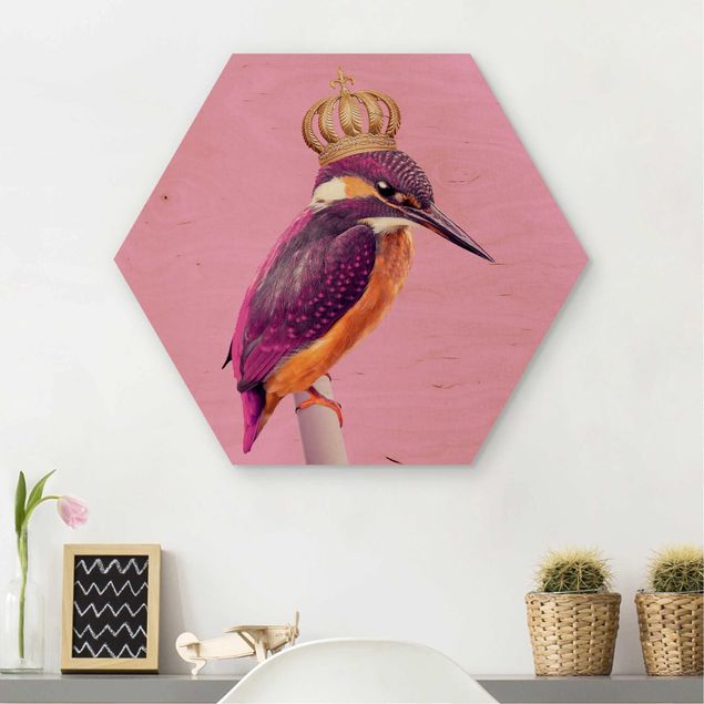 Kök dekoration Pink Kingfisher With Crown