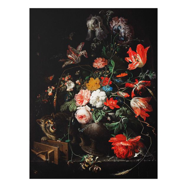 Tavlor katter Abraham Mignon - The Overturned Bouquet