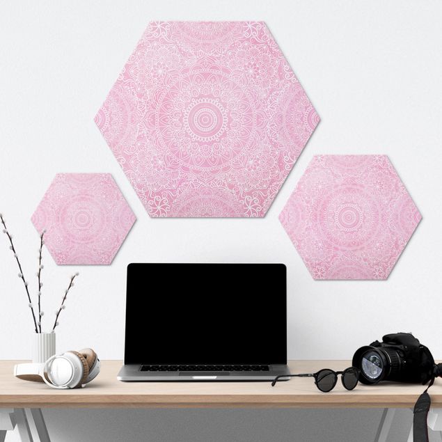 Hexagonala tavlor Pattern Mandala Light Pink