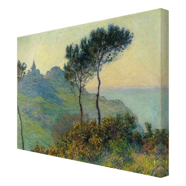 Tavlor bergen Claude Monet - The Church Of Varengeville At Evening Sun