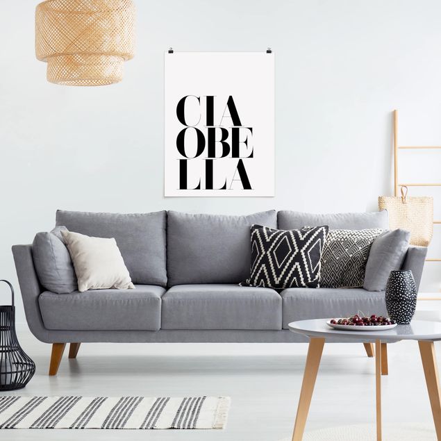 Posters svart och vitt Ciao Bella