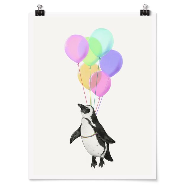 Tavlor konstutskrifter Illustration Penguin Pastel Balloons