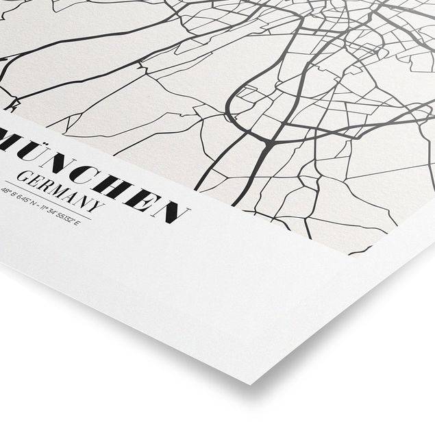 Tavlor svart och vitt Munich City Map - Classic