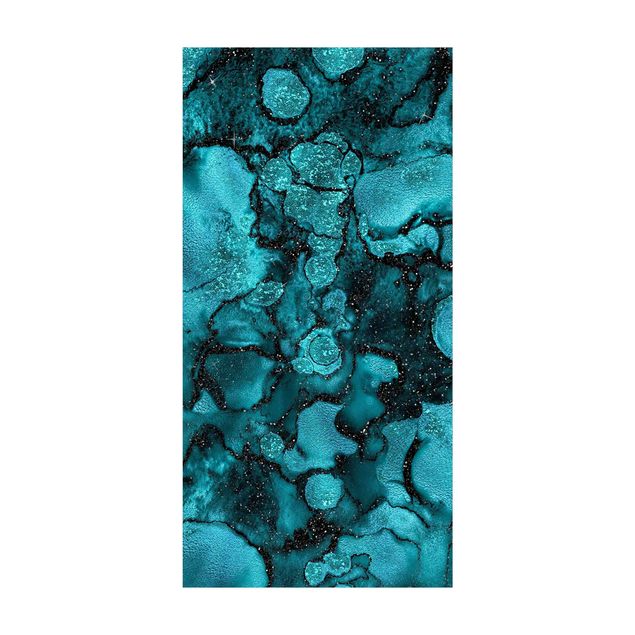 abstrakt matta Turquoise Drop With Glitter