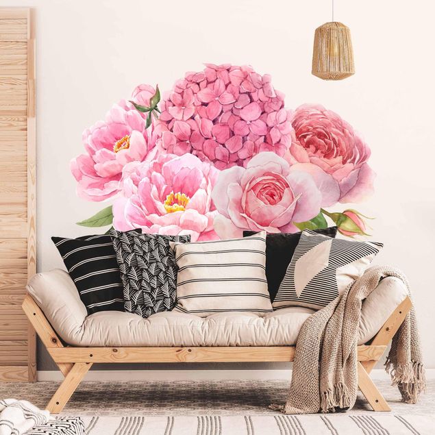 Kök dekoration Watercolour Hydrangea Rose Bouquet XXL