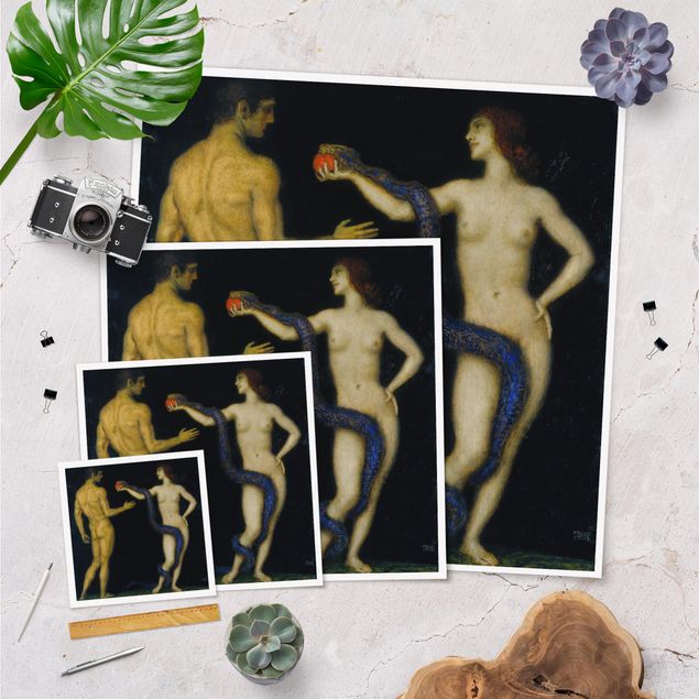 Tavlor porträtt Franz von Stuck - Adam and Eve