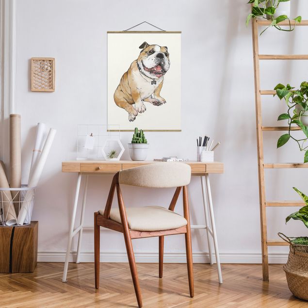 Tavlor hundar Illustration Dog Bulldog Painting