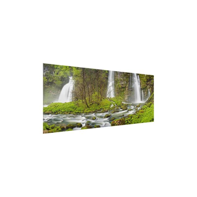 Glastavlor landskap Waterfalls Cascade De Flumen