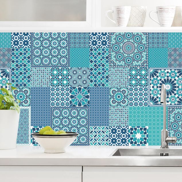 Kök dekoration Moroccan Mosaic Tiles Turquoise Blue