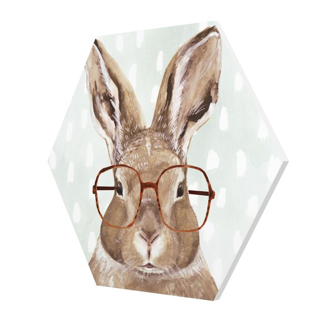 Hexagonala tavlor Animals With Glasses - Rabbit