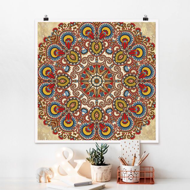 Posters abstrakt Coloured Mandala