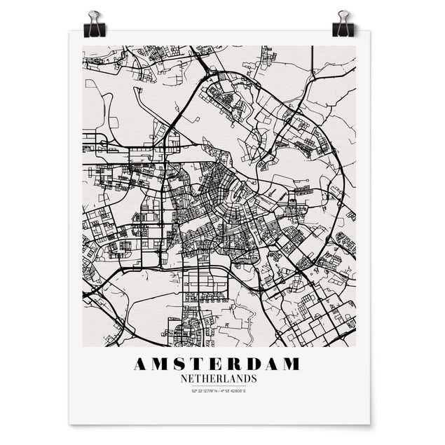 Posters ordspråk Amsterdam City Map - Classic