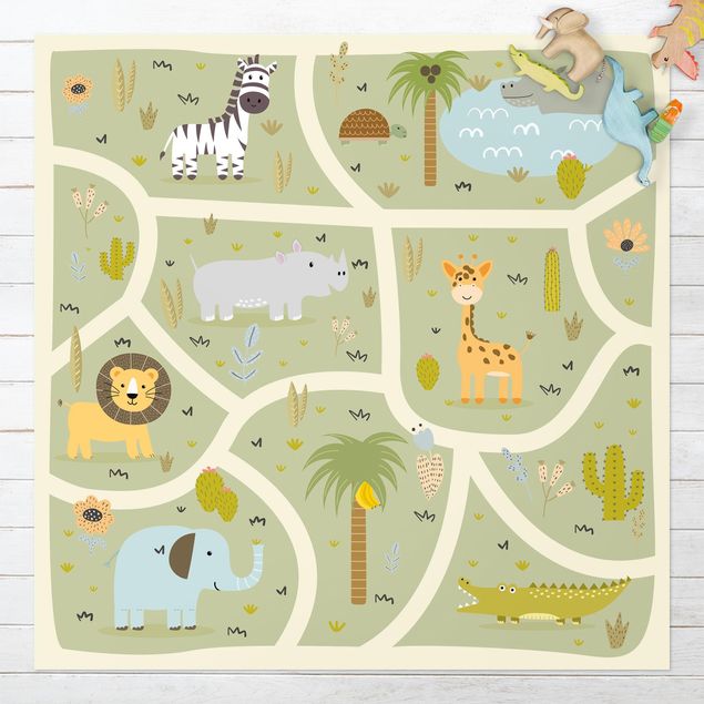 utomhusmatta Playoom Mat Safari - So Many Different Animals