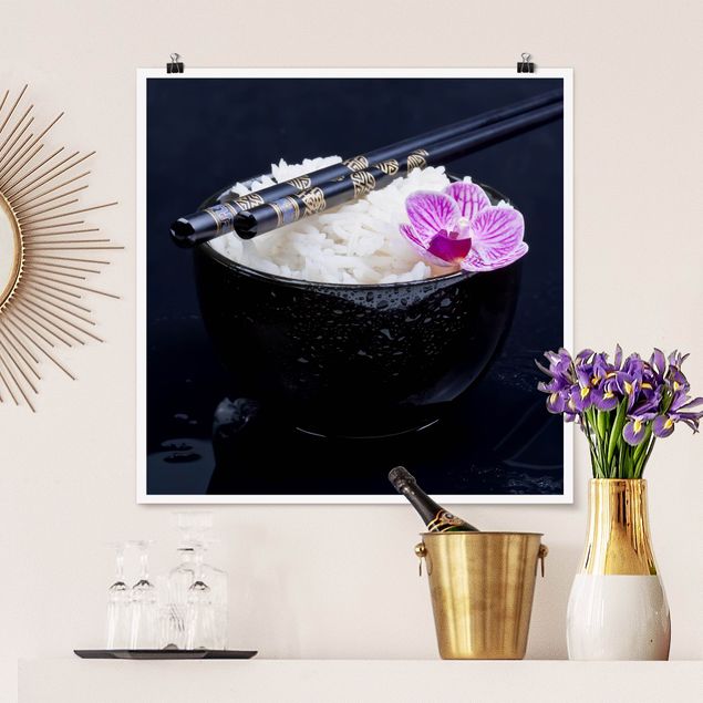 Kök dekoration Rice Bowl With Orchid
