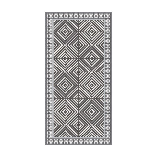moderna mattor Geometrical Tiles Vortex Grey With Narrow Mosaic Frame