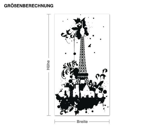 Wallstickers storstäder Eiffel Tower with tendrils design